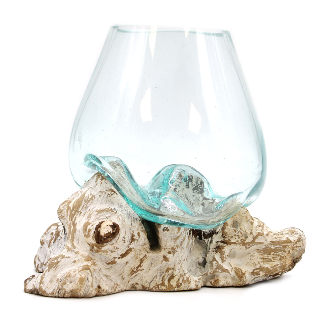 Molten Glass Vase on Whitewash Wood