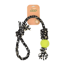 Load image into Gallery viewer, Upcycled Tennis Ball Rope Dog Toy