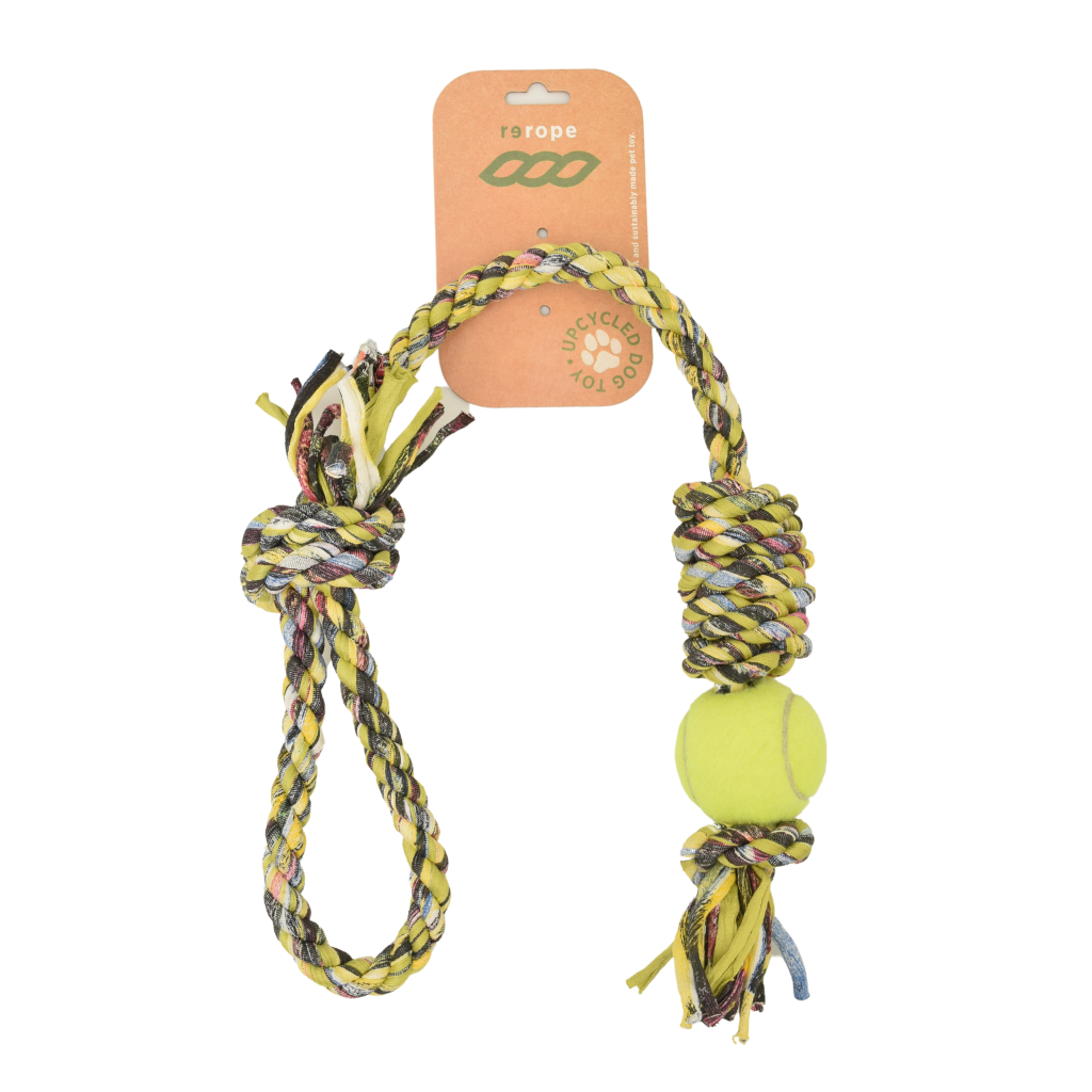Upcycled Tennis Ball Rope Dog Toy