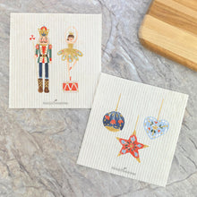 Load image into Gallery viewer, Nutcracker &amp; Snow Queen, Ornaments 2 pk - Swedish Dish Cloth