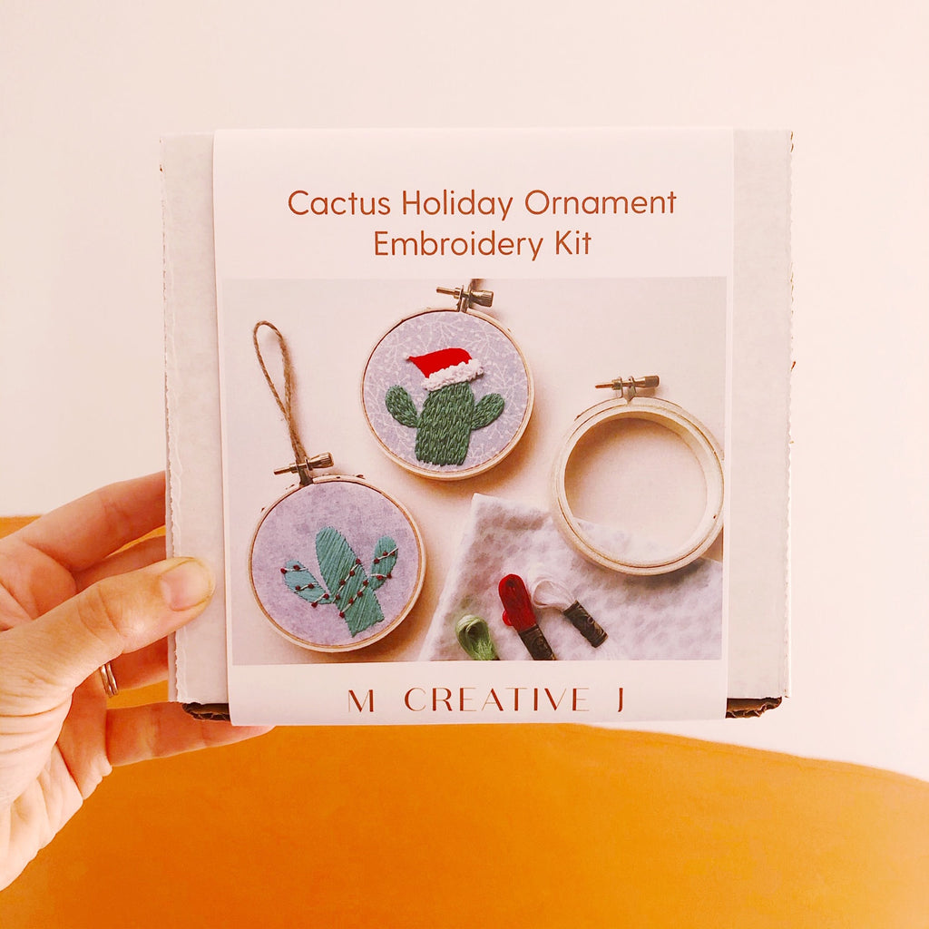 DIY Beginner Cactus Holiday Ornament Embroidery Kit