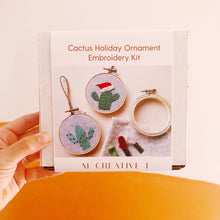 Load image into Gallery viewer, DIY Beginner Cactus Holiday Ornament Embroidery Kit