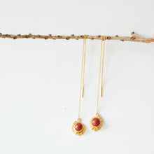 Load image into Gallery viewer, Red Seed Threader Earrings