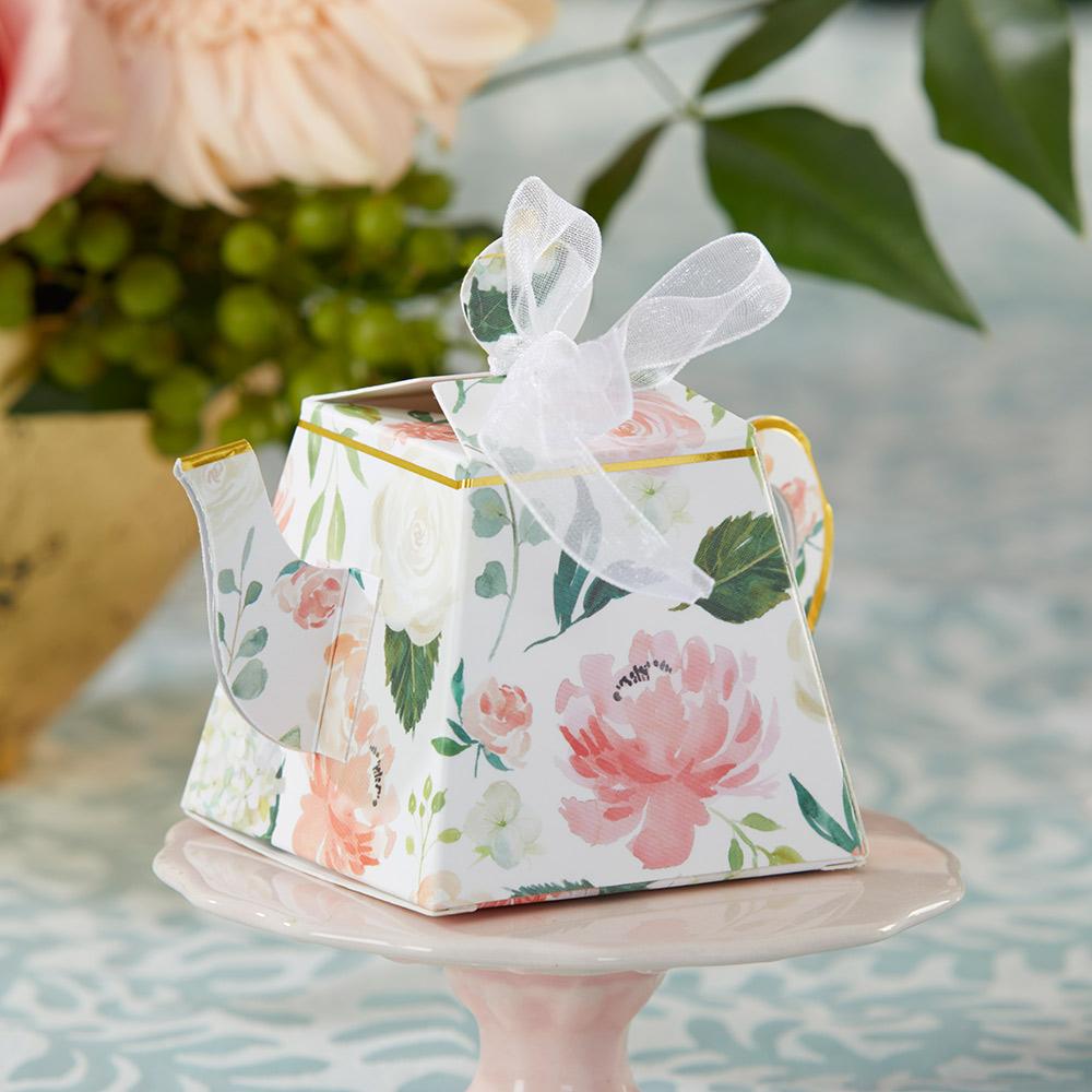 Floral Teapot Favor Box (Set of 24)