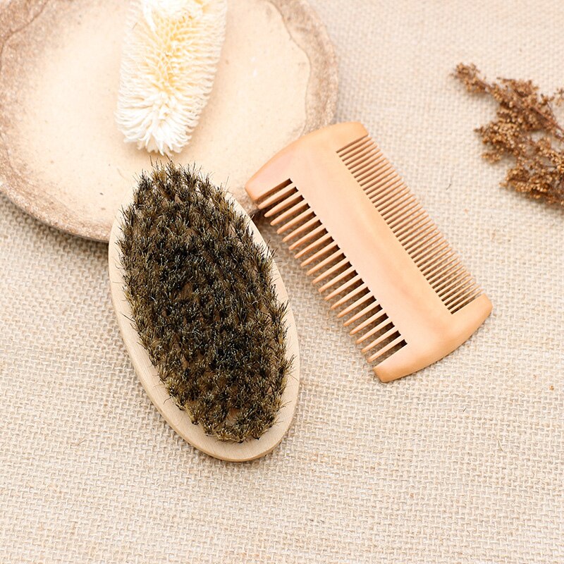 Wooden Beard Brush Kit