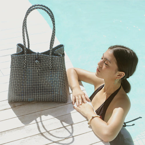 Toko Recycled Woven Tote Bag - Navy