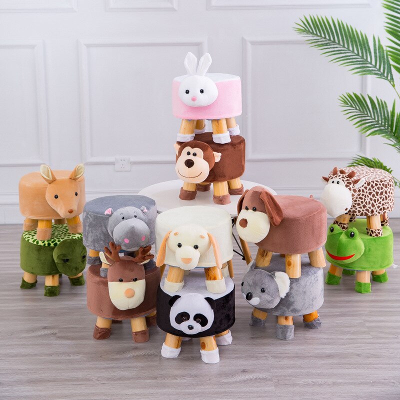 Creative cartoon animal stool solid wood