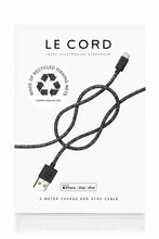Load image into Gallery viewer, Black iPhone Lightning cable · 2 meter · Made of recycled fishing nets