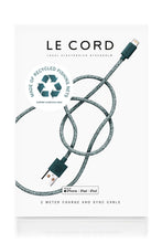 Load image into Gallery viewer, Green iPhone Lightning cable · 2 meter · Made of recycled fishing nets