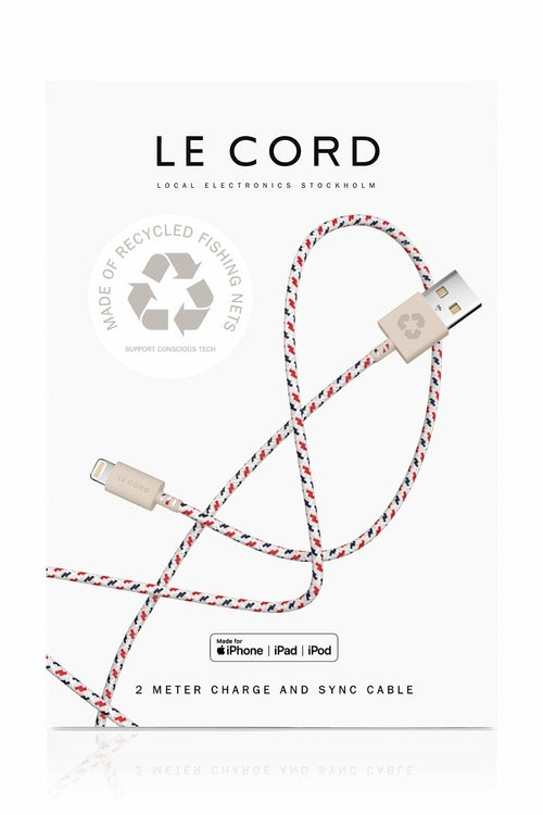 Spiral iPhone Lightning cable · 2 meter · Made of recycled fishing