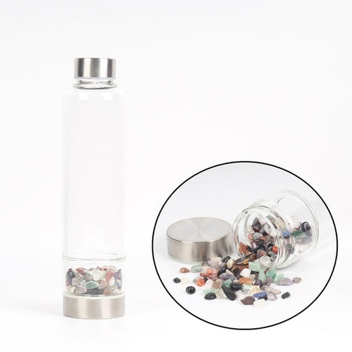 Natural Quartz Crystal Glass Water Bottle