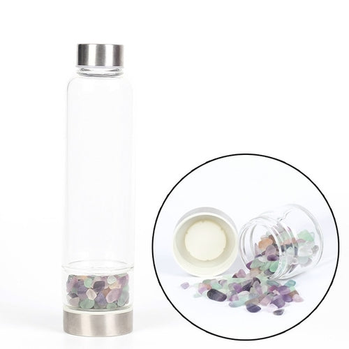 Natural Quartz Crystal Glass Water Bottle