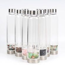 Load image into Gallery viewer, Natural Quartz Crystal Glass Water Bottle