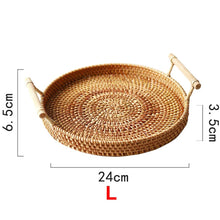 Load image into Gallery viewer, Hand woven rattan tray with handles