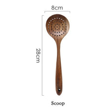 Load image into Gallery viewer, Teak tableware spoon colander long handle spoon wooden non stick
