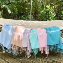 Load image into Gallery viewer, Mint Tie Dye Turkish Beach Towel