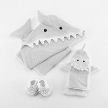 Load image into Gallery viewer, Let the Fin Begin Shark 4-Piece Bath Gift Set (Gray)